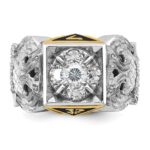 IBGoodman 14k Two-tone Men's Polished and Textured 32nd Degree Scottish Rite Masonic Ring Mounting - Image 4