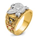 IBGoodman 10k Two-tone Men's Polished and Textured with Multi-color Enamel Active 33rd Degree Masonic Ring - Image 8