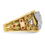 IBGoodman 10k Two-tone Men's Polished and Textured with Multi-color Enamel Active 33rd Degree Masonic Ring - Image 9