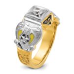 IBGoodman 14k Two-tone Men's Polished and Textured with Multi-color Enamel and Diamond Double Eagle Masonic Shriner's Ring - Image 8