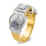 IBGoodman 14k Two-tone Men's Polished and Textured Blue Lodge Master Masonic Ring Mounting - Image 6