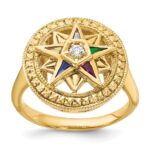 IBGoodman 14k Women's Polished and Textured Eastern Star Masonic Ring Mounting