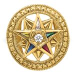 IBGoodman 14k Women's Polished and Textured with Multi-color CZ and Diamond Eastern Star Masonic Ring - Image 4