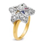 IBGoodman 14k Two-tone Women's Polished and Beaded Eastern Star Masonic Ring Mounting - Image 6