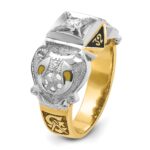 IBGoodman 14k Two-tone Men's Polished and Textured with Black Enamel and Diamond Double Eagle Masonic Shriner's Ring - Image 8