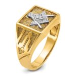 IBGoodman 10k with White Rhodium Men's Polished and Textured Diamond Blue Lodge Master Masonic Ring - Image 6