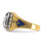 IBGoodman 14k Two-tone Men's Polished and Textured Blue Lodge Master Masonic Ring Mounting - Image 3