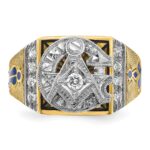 IBGoodman 14k Two-tone Men's Polished and Textured Blue Lodge Master Masonic Ring Mounting - Image 4