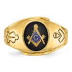 IBGoodman 14k Men's Polished and Grooved with Oval Onyx Blue Lodge Master Masonic Ring - Image 6