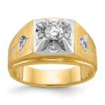 IBGoodman 14k Two Tone 3/4 carat Lab Grown Diamond VS/SI+ G+ Complete Polished and Satin Men's Ring