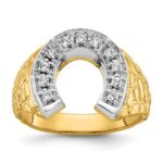 14k Two-tone IBGoodman Men's Horseshoe 1/5 carat Diamond Complete Ring