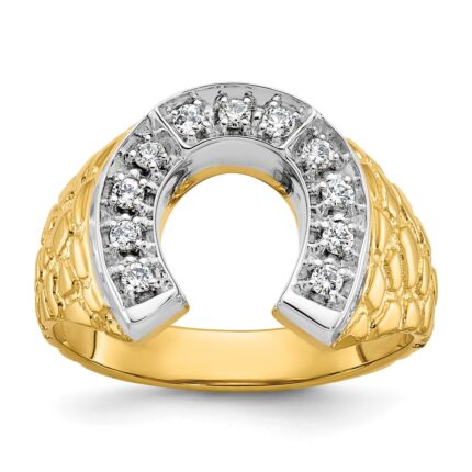 14k Two-tone IBGoodman Men's Horseshoe Diamond Ring Mounting