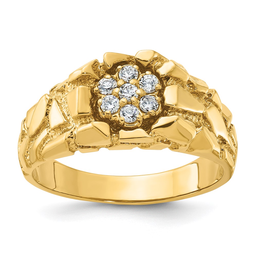 B05935-4YAA-1.jpg 10k IBGoodman Men's Cluster Diamond Nugget Complete Ring - Image 1