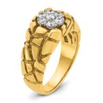 IBGoodman 10k Two-tone Men's Polished and Nugget Textured Round 1/2 Carat A Quality Diamond Cluster Ring - Image 6