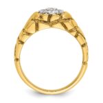 IBGoodman 14k Two-tone Men's Polished and Nugget Textured Round 1/2 Carat AA Quality Diamond Cluster Ring - Image 3