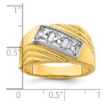 IBGoodman 14k with White Rhodium 1/2 carat Lab Grown Diamond VS/SI+ G+ Complete Polished and Grooved Three Stone Men's Ring - Image 3