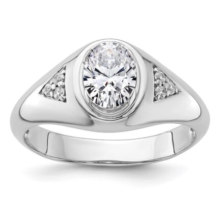 IBGoodman 14k White Gold 1 carat Lab Grown Diamond VS/SI+ G+ Oval Complete Men's Ring