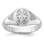 IBGoodman 14k White Gold 1/10 carat Lab Grown Diamond 1 carat Oval Center Semi Mount Men's Ring