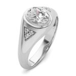 IBGoodman 14k White Gold 1/10 carat Lab Grown Diamond 1 carat Oval Center Semi Mount Men's Ring - Image 6