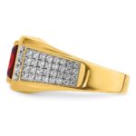 IBGoodman 14k with White Rhodium 3/4 carat Lab Grown Diamond VS/SI+ G+ and Created Ruby Complete Men's Ring - Image 3