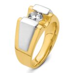 IBGoodman 14k Two-Tone 1 carat Lab Grown Diamond VS/SI+ G+ Complete Polished and Satin Men's Ring - Image 6