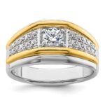 IBGoodman 14k Two-tone 1/2 carat Lab Grown Diamond VS/SI+ G+ Three Stone Complete Men's Ring