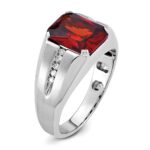 14k White Gold IBGoodman Men's Created Garnet and 1/10 carat Diamond Complete Ring - Image 8
