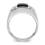 14k White Gold IBGoodman Men's Satin Onyx and 1/8 carat Diamond Complete Ring - Image 2