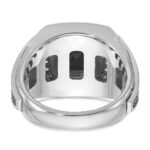 10k White Gold IBGoodman Men's Black Rhodium Onyx and Diamond Complete Ring - Image 7