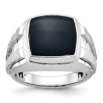 14k White Gold IBGoodman Men's Polished and Satin Onyx Complete Ring