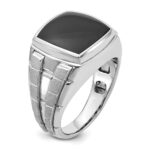 14k White Gold IBGoodman Men's Polished and Satin Onyx Complete Ring - Image 8