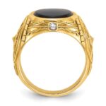10k IBGoodman Men's Onyx and Diamond Complete Ring - Image 2