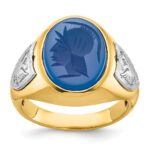 10k Two-tone IBGoodman Men's Blue Agate Complete Ring