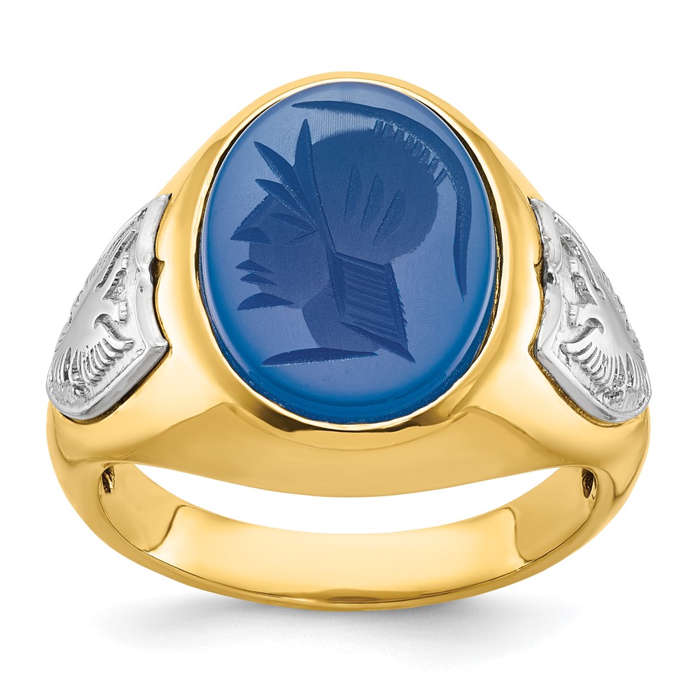 B52132-0YWBX.jpg 10k Two-tone IBGoodman Men's Blue Agate Complete Ring - Image 1