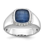 14k White Gold IBGoodman Men's Sapphire Doublet Stone and 1/5 carat Diamond Complete Ring