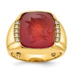 14k IBGoodman Men's Carnelian and 1/10 carat Diamond Complete Ring