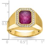 14k IBGoodman Men's Satin Ruby Doublet Stone and 1/4 carat Diamond Complete Ring - Image 2