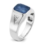 14k White Gold IBGoodman Men's Sapphire Doublet Stone and 1/20 carat Diamond Complete Ring - Image 8