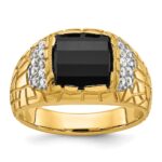 IBGoodman 10k Men's Polished and Nugget Textured Gemstone Ring Mounting