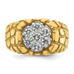 IBGoodman 14k Two-Tone 1 carat Lab Grown Diamond VS/SI+ G+ Complete Men's Textured Cluster Nugget Ring - Image 4
