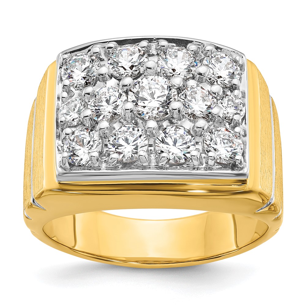 B55254-4YWAA.jpg IBGoodman 14k with White Rhodium Polished Satin and Grooved Men's Cluster Ring Mounting - Image 1
