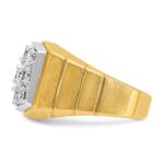 IBGoodman 14k Two-tone Men's Polished Satin and Grooved 3 Carat AA Quality Diamond Cluster Ring - Image 5