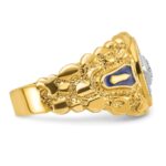IBGoodman 10k Two-tone Men's Polished and Nugget Textured Diamond Blue Lodge Master Masonic Ring - Image 7