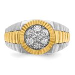 IBGoodman 14k Two-tone Men's Polished Satin and Textured 1/2 Carat AA Quality Diamond Cluster Ring - Image 6