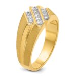 IBGoodman 14k Men's Polished Satin and Grooved 1/2 Carat AA Quality Diamond Ring - Image 8