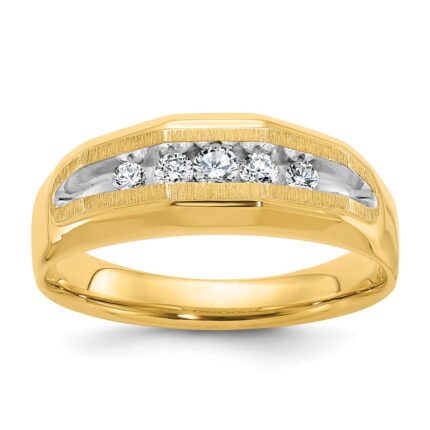 14k IBGoodman Men's Polished and Satin 5-Stone Ring Mounting