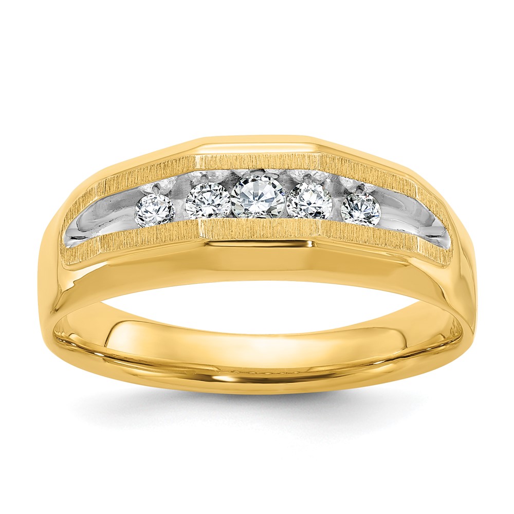B56685-4YAA-1.jpg 14k IBGoodman Men's Polished and Satin 5-Stone Ring Mounting - Image 1