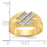IBGoodman 14k Men's Polished Satin and Grooved 1/4 Carat AA Quality Diamond Ring - Image 3