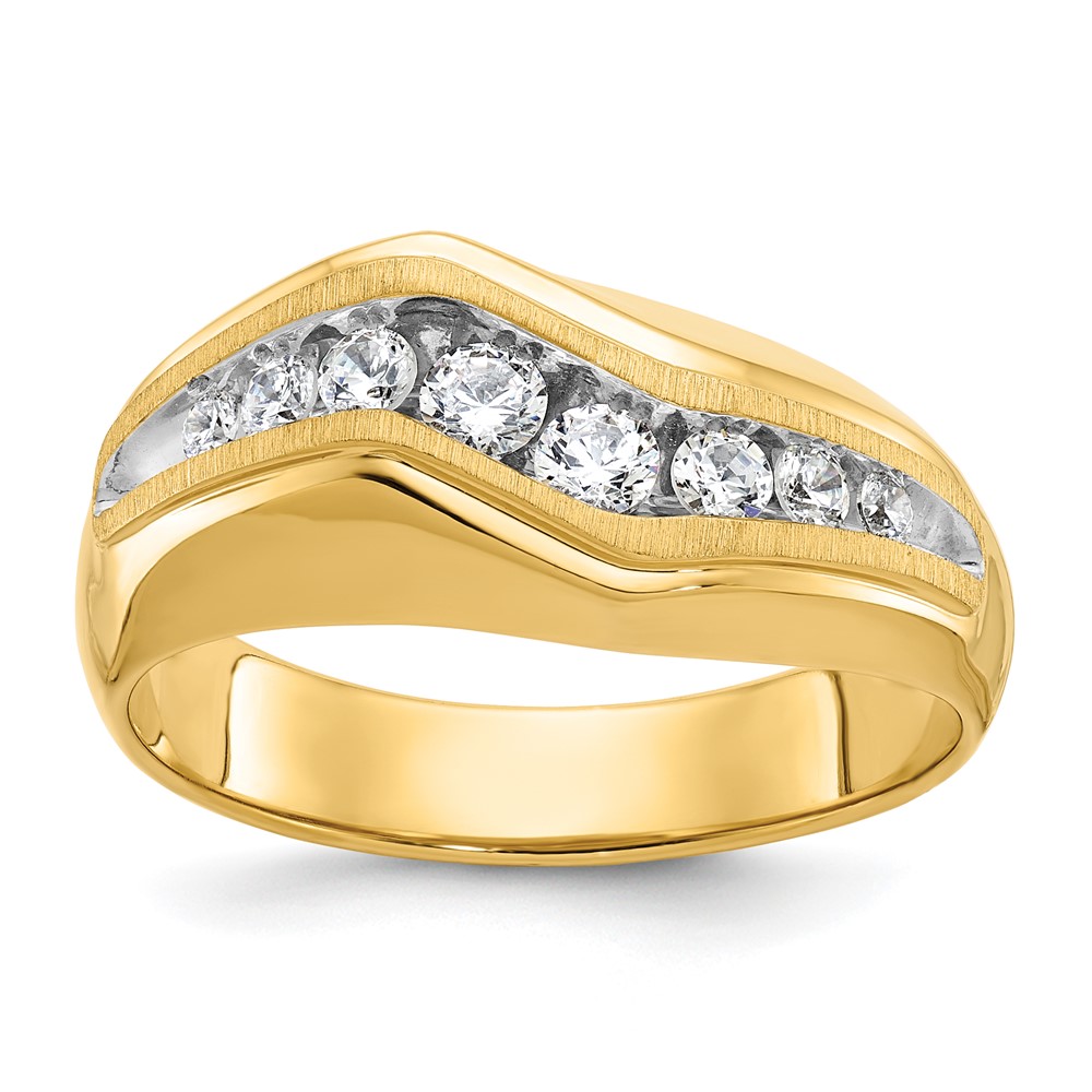 B56814-4YAA.jpg IBGoodman 14k with White Rhodium Men's Polished and Satin 1/2 Carat AA Quality Diamond Ring - Image 1