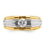 IBGoodman 14k Two-tone 1/2 carat Lab Grown Diamond VS/SI+ G+ Complete Polished and Satin Men's Ring - Image 4